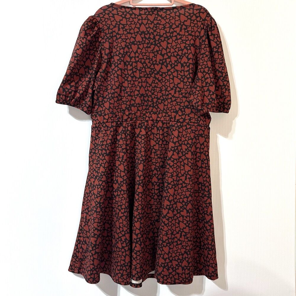 Torrid Puff Sleeve Heart Print Sweetheart Neck Dress Size 2X Pockets NWT - Picture 6 of 12